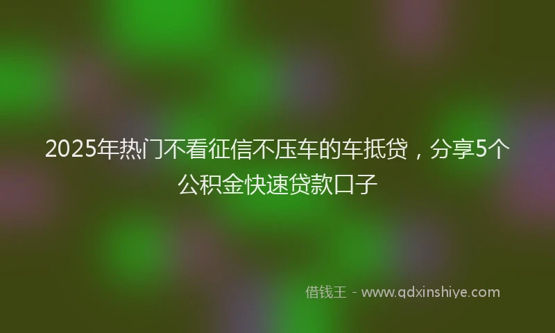 2025年热门不看征信不压车的车抵贷，分享5个公积金快速贷款口子
