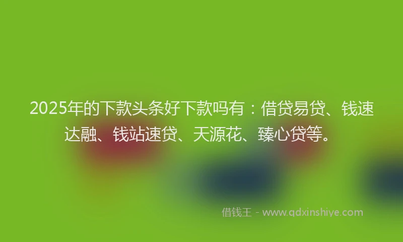 2025年的下款头条好下款吗有：借贷易贷、钱速达融、钱站速贷、天源花、臻心贷等。