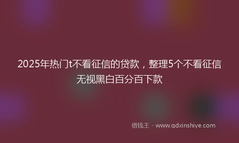 2025年热门t不看征信的贷款，整理5个不看征信无视黑白百分百下款