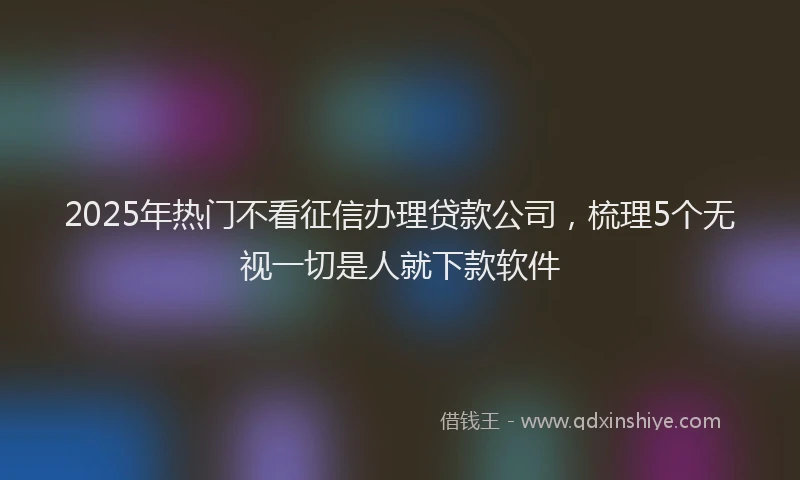 2025年热门不看征信办理贷款公司，梳理5个无视一切是人就下款软件