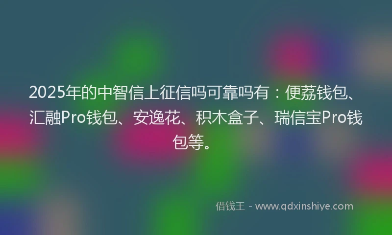 2025年的中智信上征信吗可靠吗有：便荔钱包、汇融Pro钱包、安逸花、积木盒子、瑞信宝Pro钱包等。