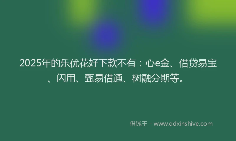2025年的乐优花好下款不有：心e金、借贷易宝、闪用、甄易借通、树融分期等。