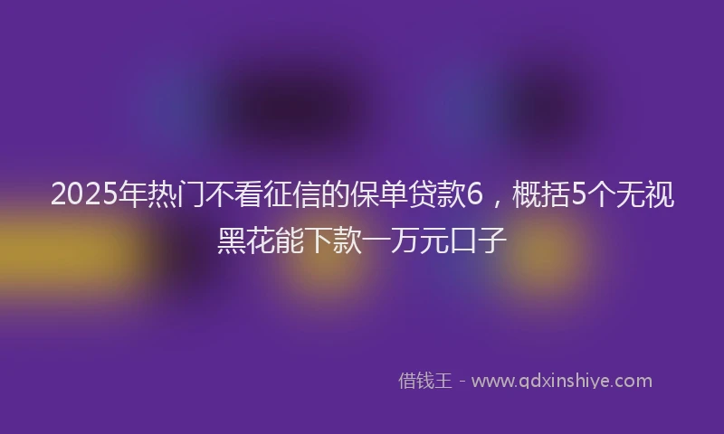 2025年热门不看征信的保单贷款6，概括5个无视黑花能下款一万元口子