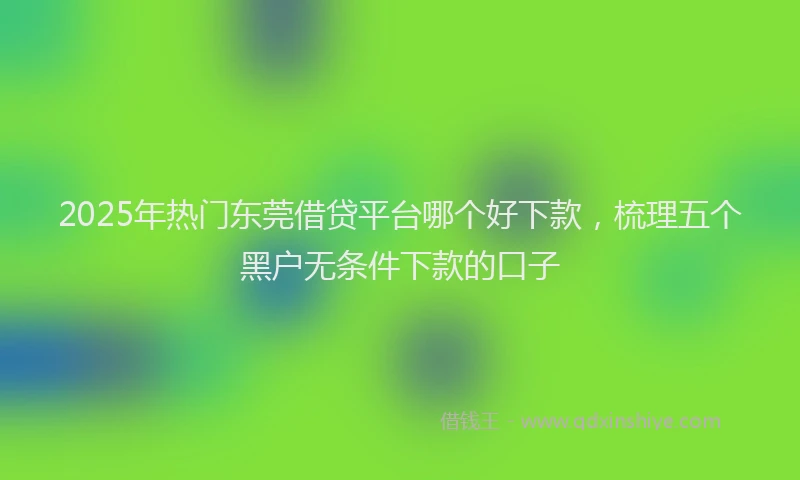 2025年热门东莞借贷平台哪个好下款，梳理五个黑户无条件下款的口子