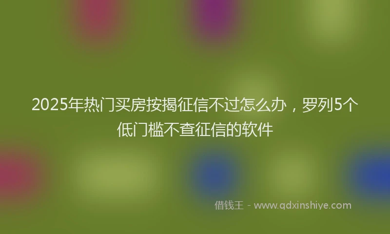 2025年热门买房按揭征信不过怎么办，罗列5个低门槛不查征信的软件