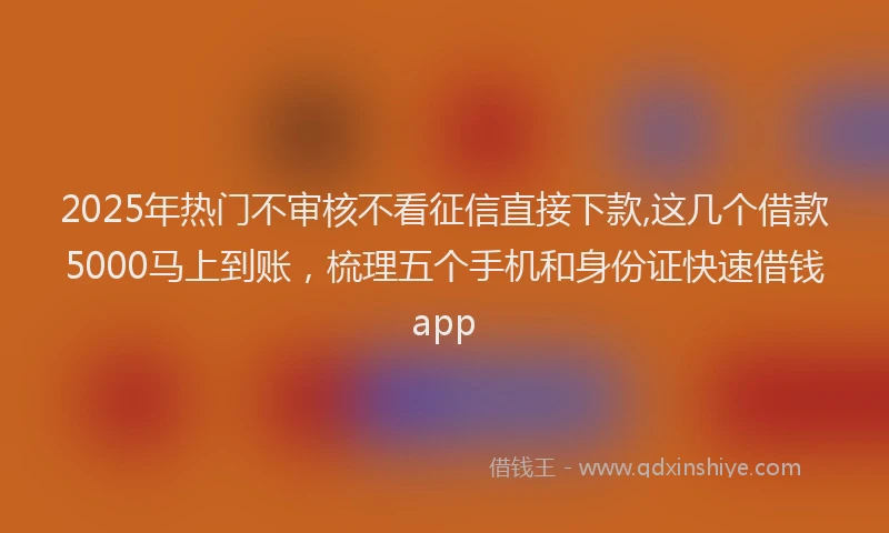 2025年热门不审核不看征信直接下款,这几个借款5000马上到账，梳理五个手机和身份证快速借钱app
