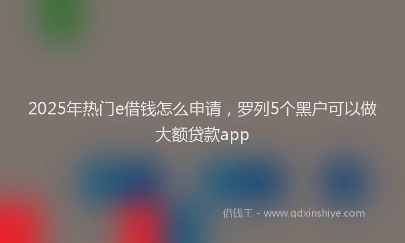 2025年热门e借钱怎么申请，罗列5个黑户可以做大额贷款app