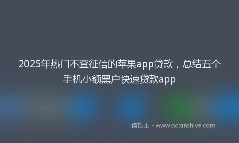 2025年热门不查征信的苹果app贷款，总结五个手机小额黑户快速贷款app