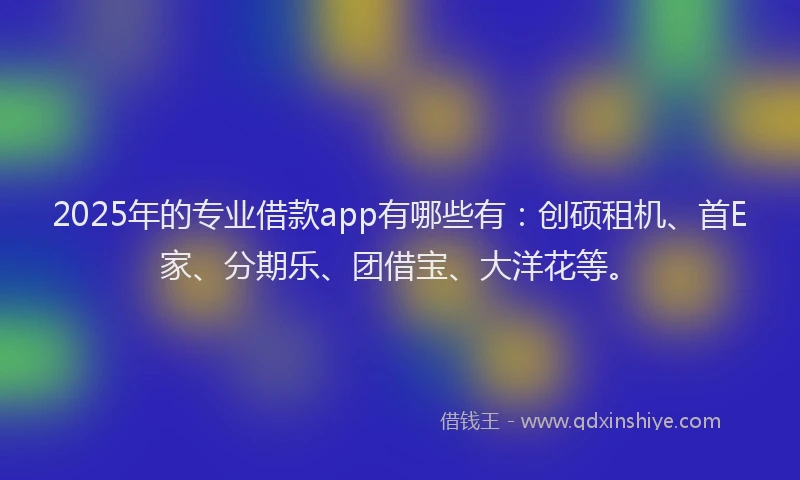 2025年的专业借款app有哪些有：创硕租机、首E家、分期乐、团借宝、大洋花等。