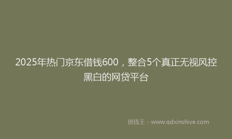 2025年热门京东借钱600，整合5个真正无视风控黑白的网贷平台