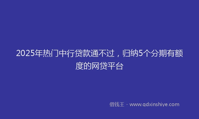 2025年热门中行贷款通不过，归纳5个分期有额度的网贷平台