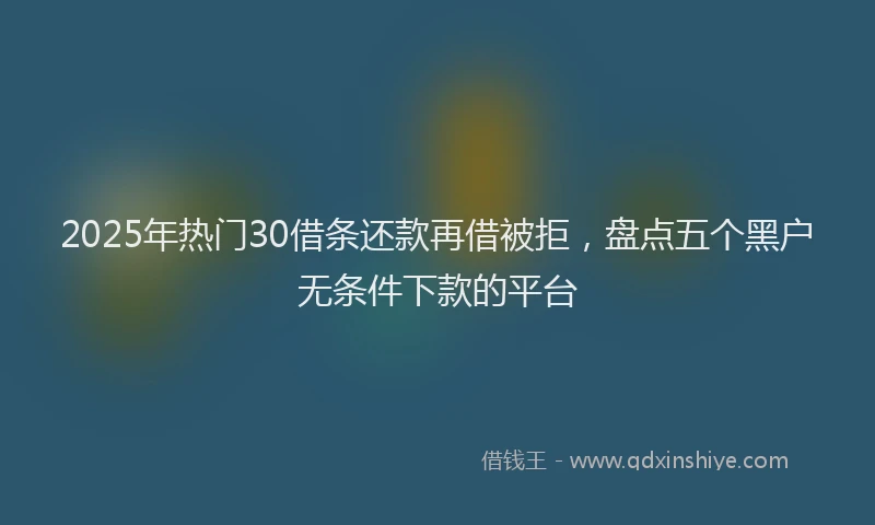 2025年热门30借条还款再借被拒，盘点五个黑户无条件下款的平台