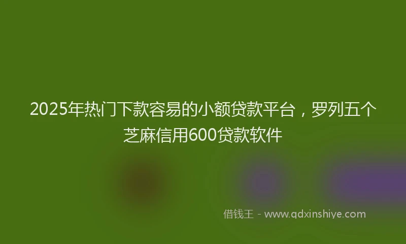 2025年热门下款容易的小额贷款平台，罗列五个芝麻信用600贷款软件