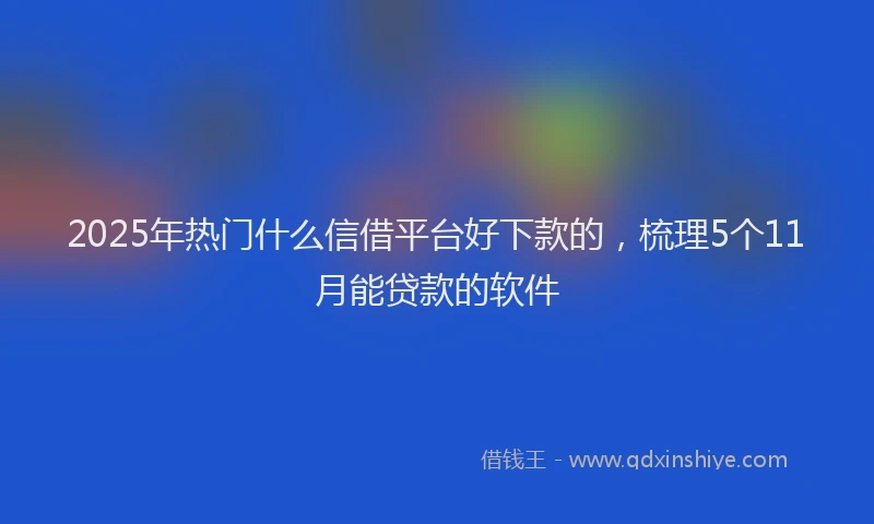 2025年热门什么信借平台好下款的，梳理5个11月能贷款的软件