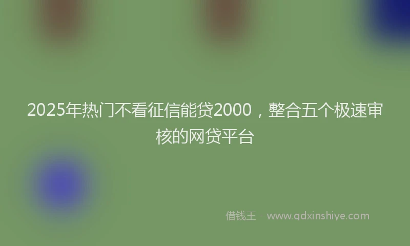 2025年热门不看征信能贷2000，整合五个极速审核的网贷平台