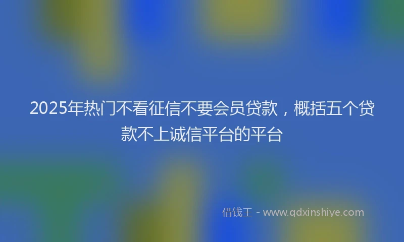 2025年热门不看征信不要会员贷款，概括五个贷款不上诚信平台的平台