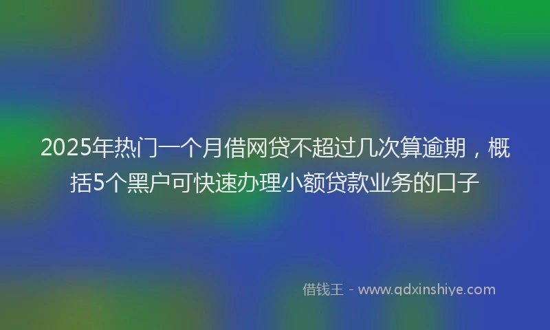 2025年热门一个月借网贷不超过几次算逾期，概括5个黑户可快速办理小额贷款业务的口子