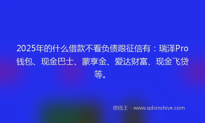 2025年的什么借款不看负债跟征信有：瑞泽Pro钱包、现金巴士、蒙享金、爱达财富、现金飞贷等。