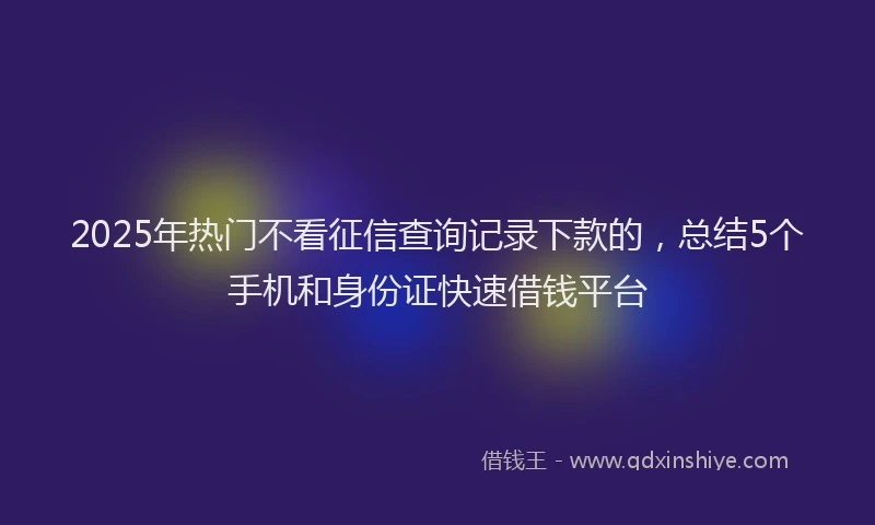 2025年热门不看征信查询记录下款的，总结5个手机和身份证快速借钱平台