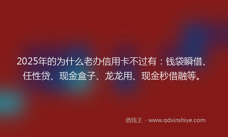 2025年的为什么老办信用卡不过有：钱袋瞬借、任性贷、现金盒子、龙龙用、现金秒借融等。