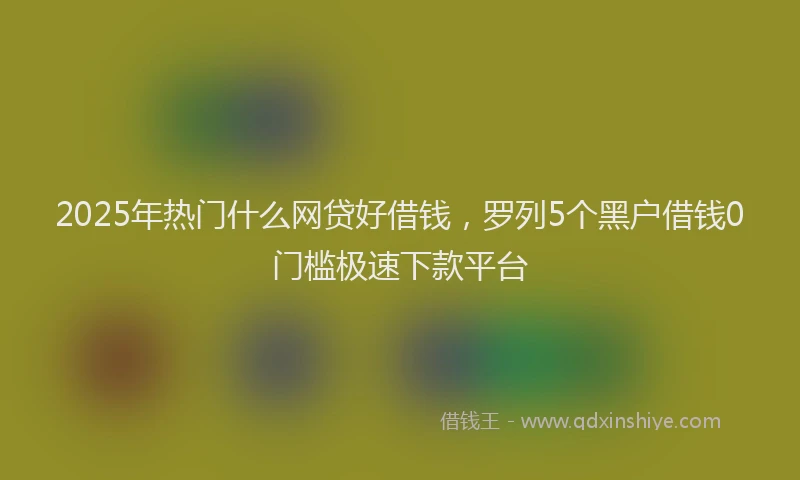 2025年热门什么网贷好借钱，罗列5个黑户借钱0门槛极速下款平台