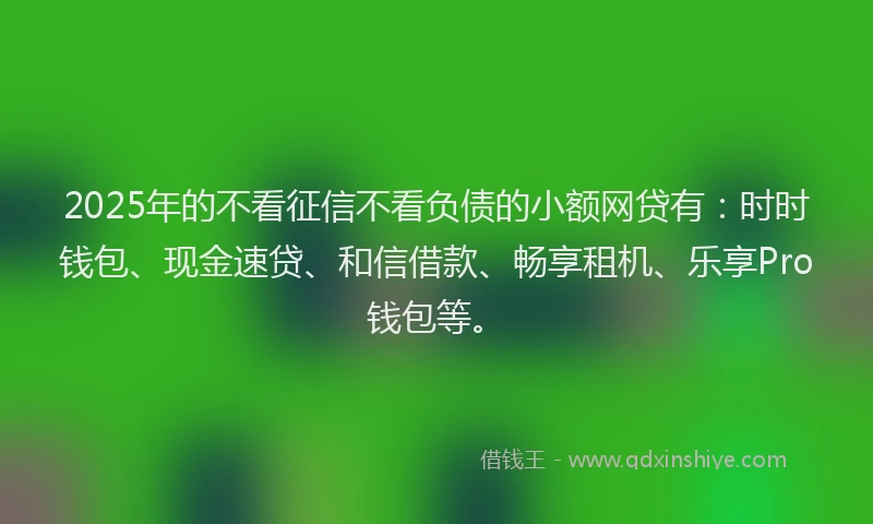 2025年的不看征信不看负债的小额网贷有：时时钱包、现金速贷、和信借款、畅享租机、乐享Pro钱包等。