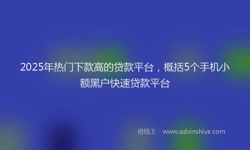 2025年热门下款高的贷款平台，概括5个手机小额黑户快速贷款平台