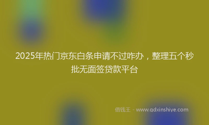 2025年热门京东白条申请不过咋办，整理五个秒批无面签贷款平台