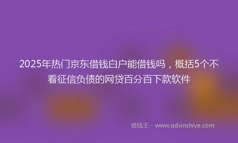2025年热门京东借钱白户能借钱吗，概括5个不看征信负债的网贷百分百下款软件