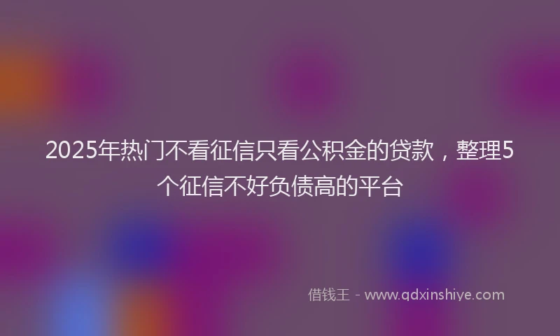 2025年热门不看征信只看公积金的贷款，整理5个征信不好负债高的平台