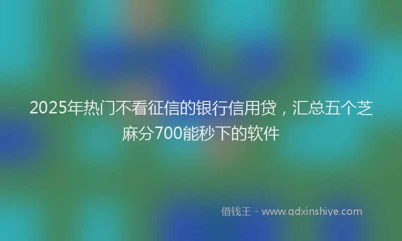 2025年热门不看征信的银行信用贷，汇总五个芝麻分700能秒下的软件