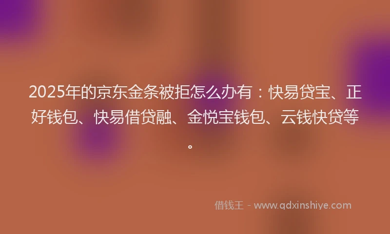 2025年的京东金条被拒怎么办有：快易贷宝、正好钱包、快易借贷融、金悦宝钱包、云钱快贷等。