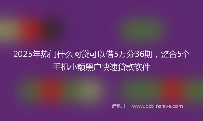 2025年热门什么网贷可以借5万分36期，整合5个手机小额黑户快速贷款软件