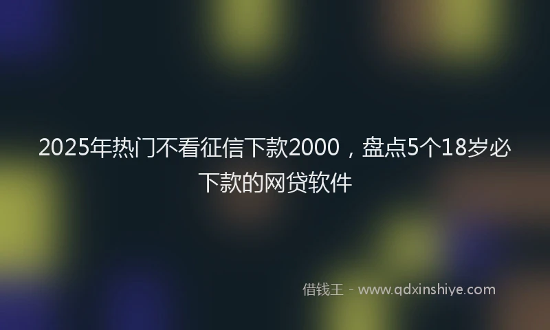 2025年热门不看征信下款2000，盘点5个18岁必下款的网贷软件