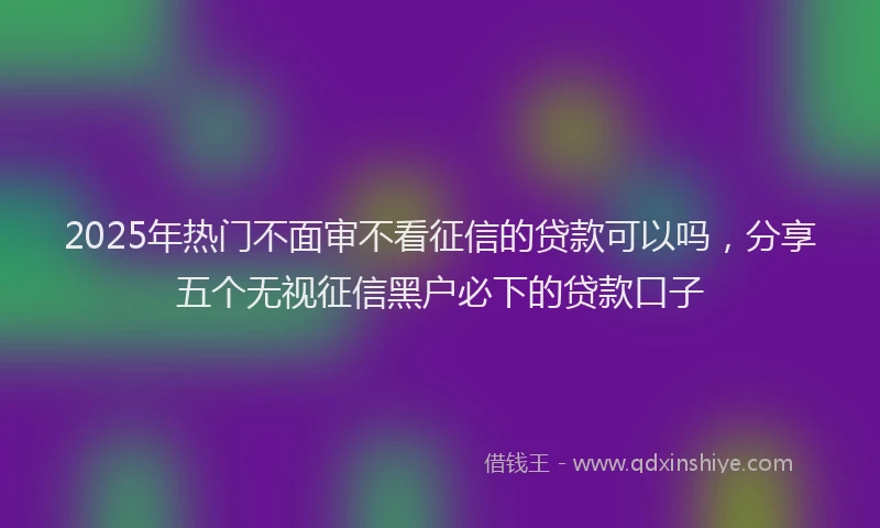 2025年热门不面审不看征信的贷款可以吗，分享五个无视征信黑户必下的贷款口子