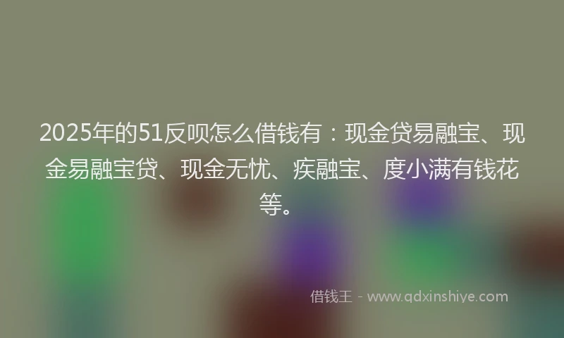 2025年的51反呗怎么借钱有：现金贷易融宝、现金易融宝贷、现金无忧、疾融宝、度小满有钱花等。