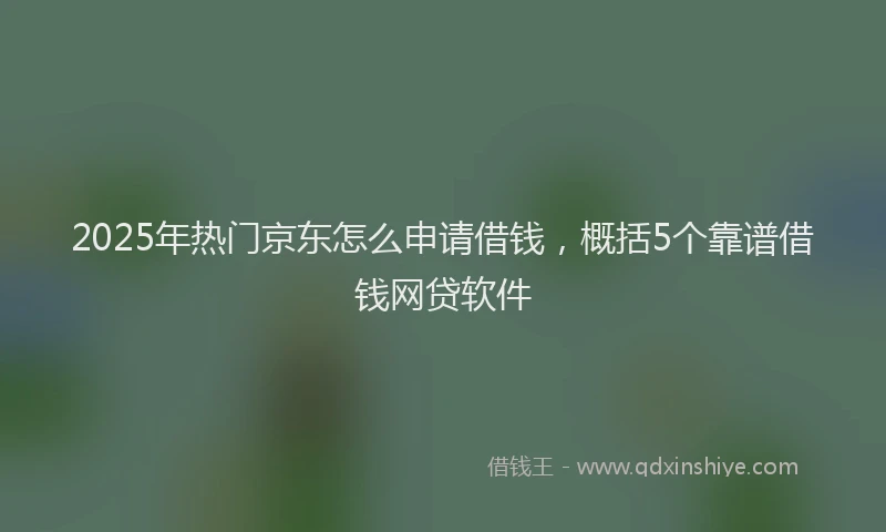 2025年热门京东怎么申请借钱，概括5个靠谱借钱网贷软件