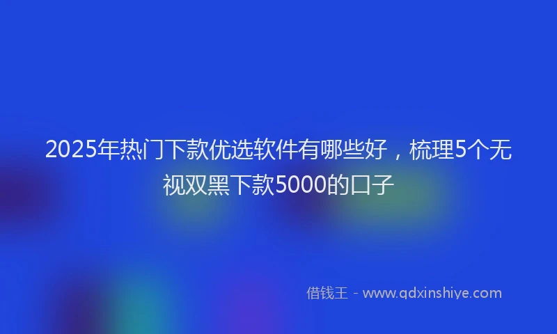2025年热门下款优选软件有哪些好，梳理5个无视双黑下款5000的口子