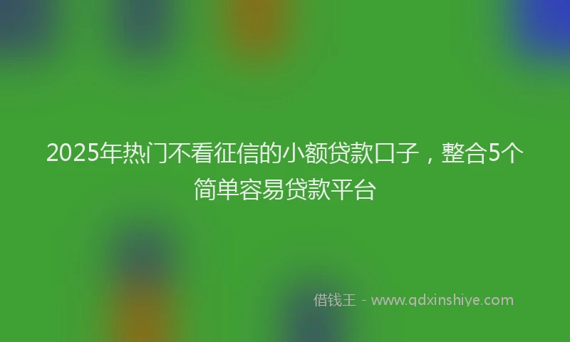 2025年热门不看征信的小额贷款口子，整合5个简单容易贷款平台