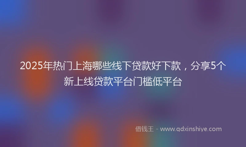 2025年热门上海哪些线下贷款好下款，分享5个新上线贷款平台门槛低平台