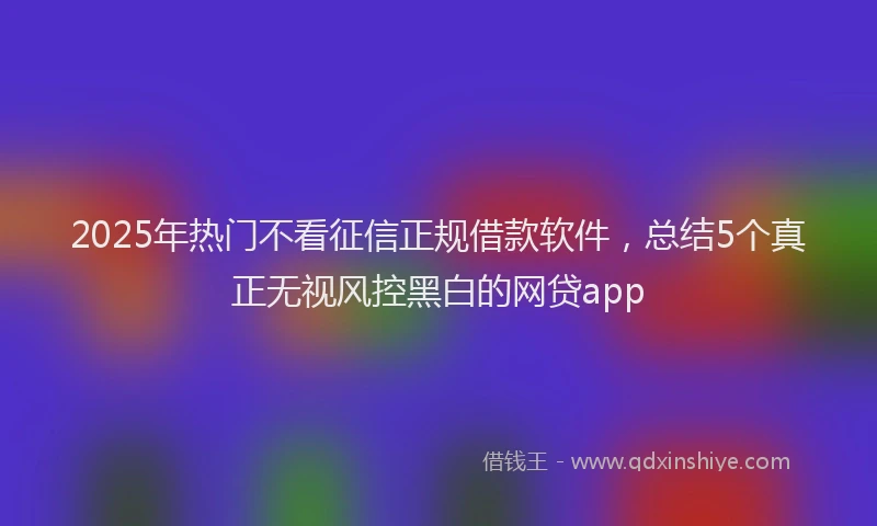 2025年热门不看征信正规借款软件，总结5个真正无视风控黑白的网贷app