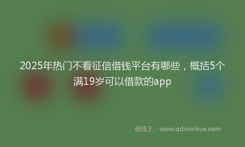 2025年热门不看征信借钱平台有哪些，概括5个满19岁可以借款的app
