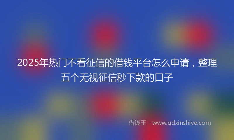 2025年热门不看征信的借钱平台怎么申请，整理五个无视征信秒下款的口子