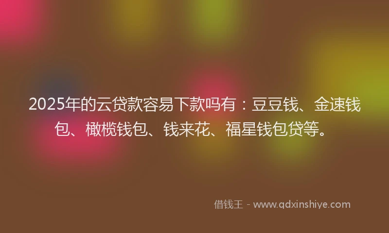 2025年的云贷款容易下款吗有：豆豆钱、金速钱包、橄榄钱包、钱来花、福星钱包贷等。