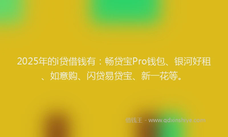 2025年的i贷借钱有：畅贷宝Pro钱包、银河好租、如意购、闪贷易贷宝、新一花等。