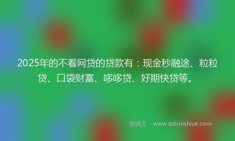 2025年的不看网贷的贷款有：现金秒融途、粒粒贷、口袋财富、哆哆贷、好期快贷等。