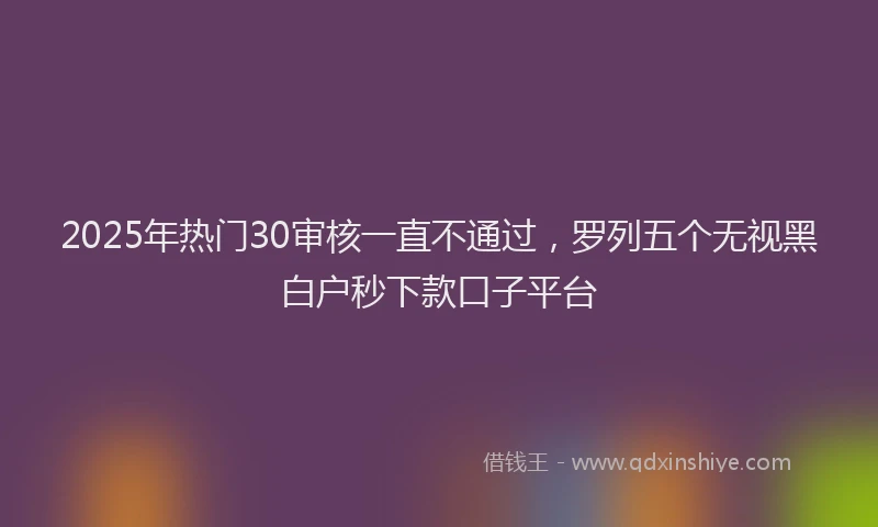 2025年热门30审核一直不通过，罗列五个无视黑白户秒下款口子平台