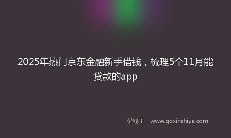 2025年热门京东金融新手借钱，梳理5个11月能贷款的app