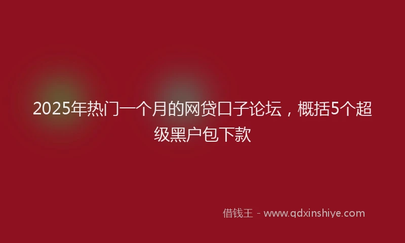 2025年热门一个月的网贷口子论坛，概括5个超级黑户包下款