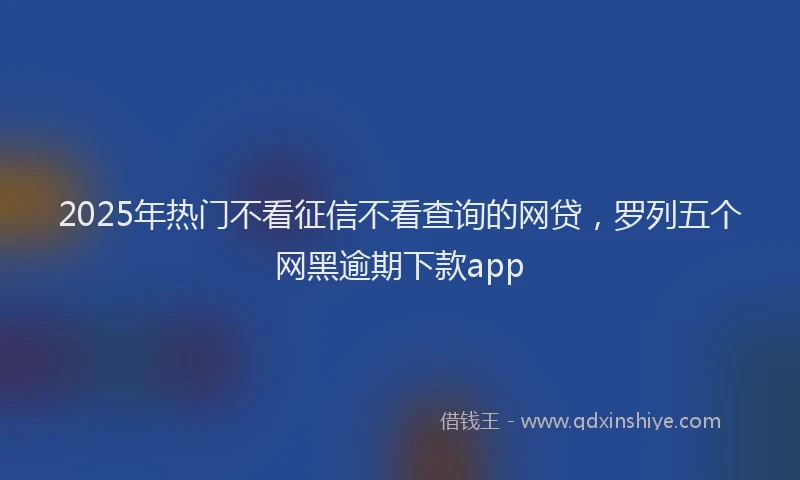 2025年热门不看征信不看查询的网贷，罗列五个网黑逾期下款app